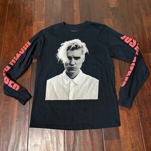 Justin Bieber Purpose Tour Long Sleeve Tshirt Adult Medium Black